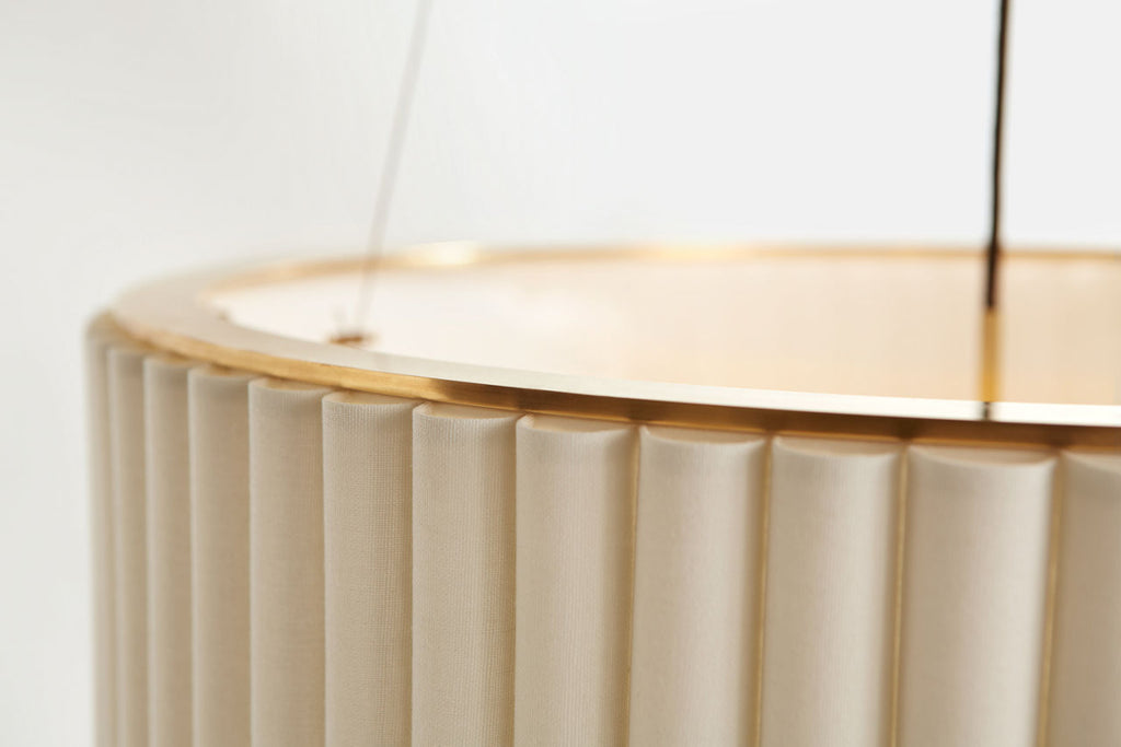 Palati Large Hanging Shade | Hand-Rubbed Antique Brass | Linen Shade