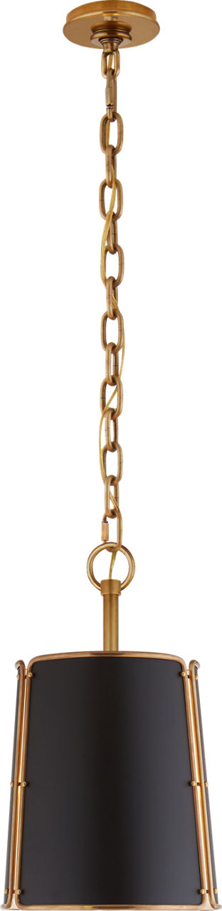 Hastings Small Pendant | Hand-Rubbed Antique Brass | Black Shade
