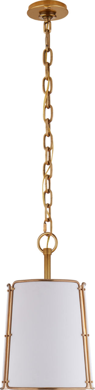 Hastings Small Pendant | Hand-Rubbed Antique Brass | White Shade