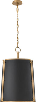 Hastings Medium Pendant | Hand-Rubbed Antique Brass | Black Shade