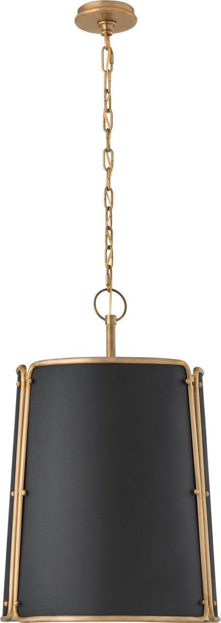 Hastings Medium Pendant | Hand-Rubbed Antique Brass | Black Shade