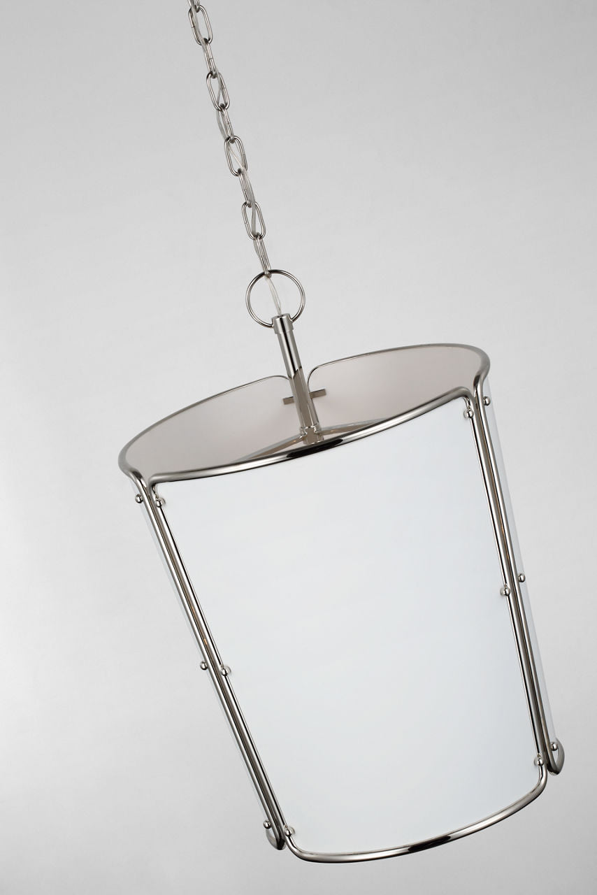 Hastings Medium Pendant | Polished Nickel | White Shade