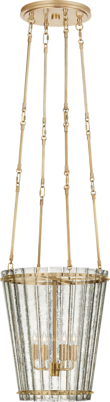 Cadence Small Tall Chandelier | Hand-Rubbed Antique Brass | Antique Mirror