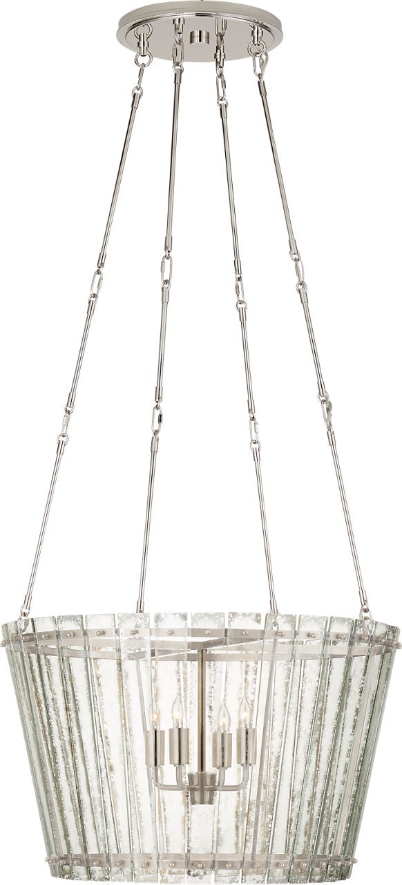 Cadence Medium Chandelier | Polished Nickel | Antique Mirror