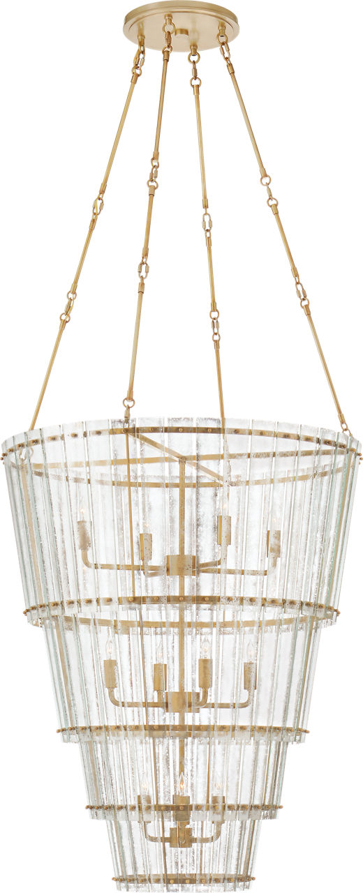 Cadence Large Waterfall Chandelier | Hand-Rubbed Antique Brass | Antique Mirror