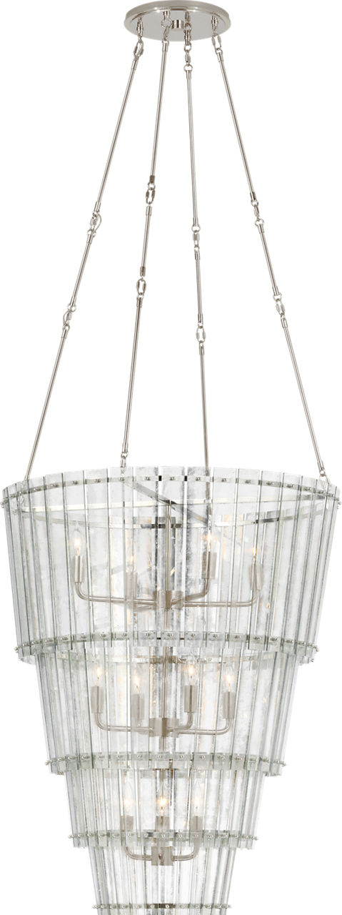 Cadence Large Waterfall Chandelier | Polished Nickel | Antique Mirror