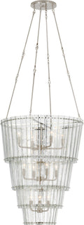 Cadence Large Waterfall Chandelier | Polished Nickel | Antique Mirror