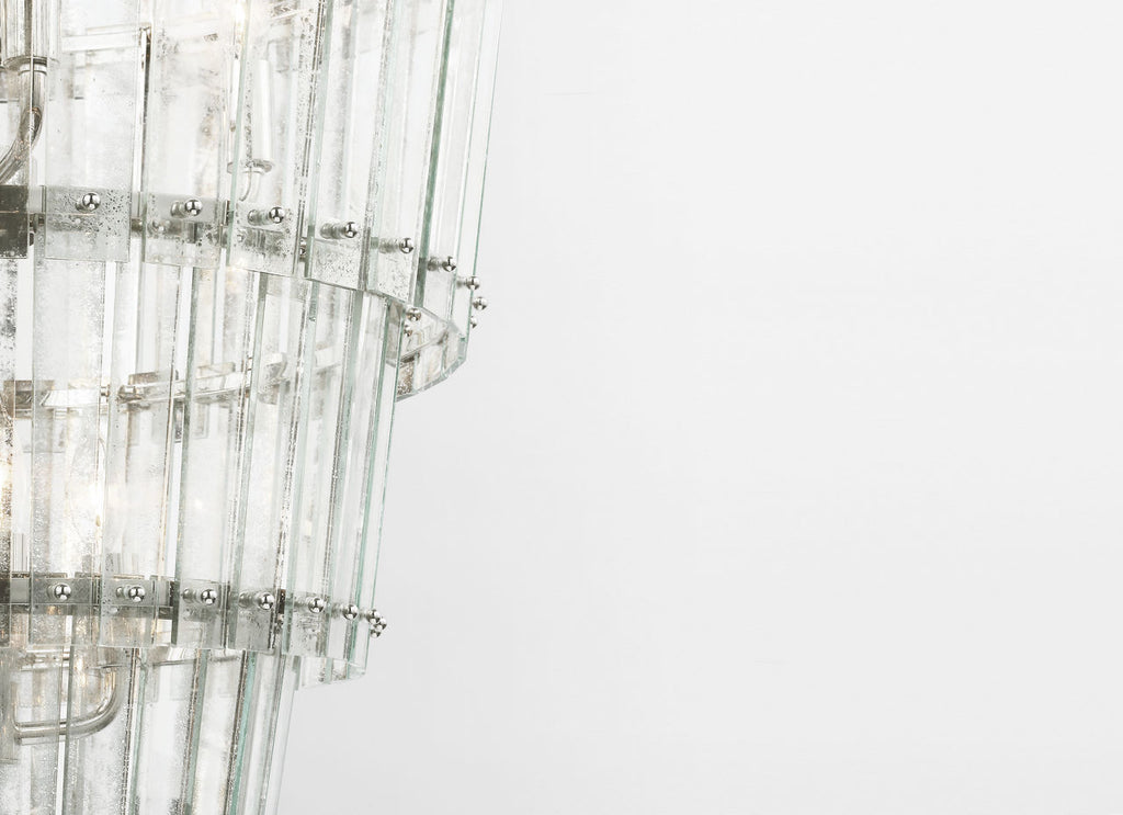 Cadence Large Waterfall Chandelier | Polished Nickel | Antique Mirror