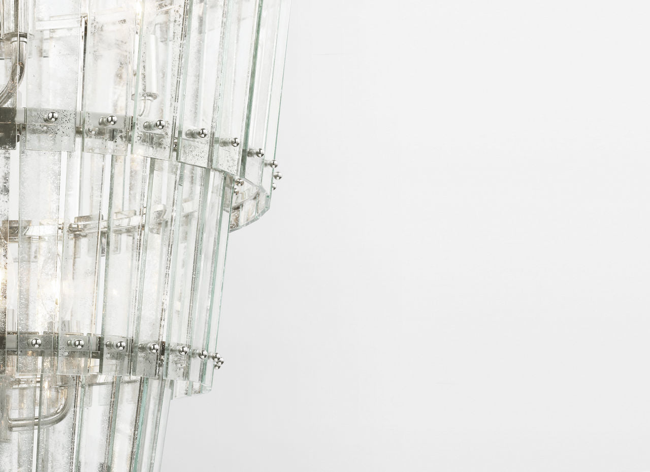 Cadence Large Waterfall Chandelier | Polished Nickel | Antique Mirror