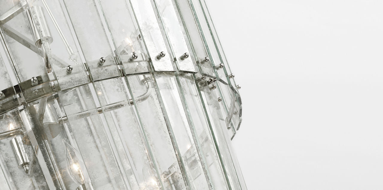 Cadence Large Waterfall Chandelier | Polished Nickel | Antique Mirror