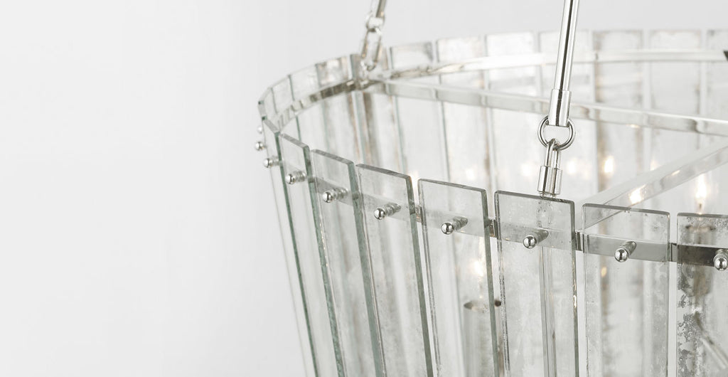Cadence Large Waterfall Chandelier | Polished Nickel | Antique Mirror