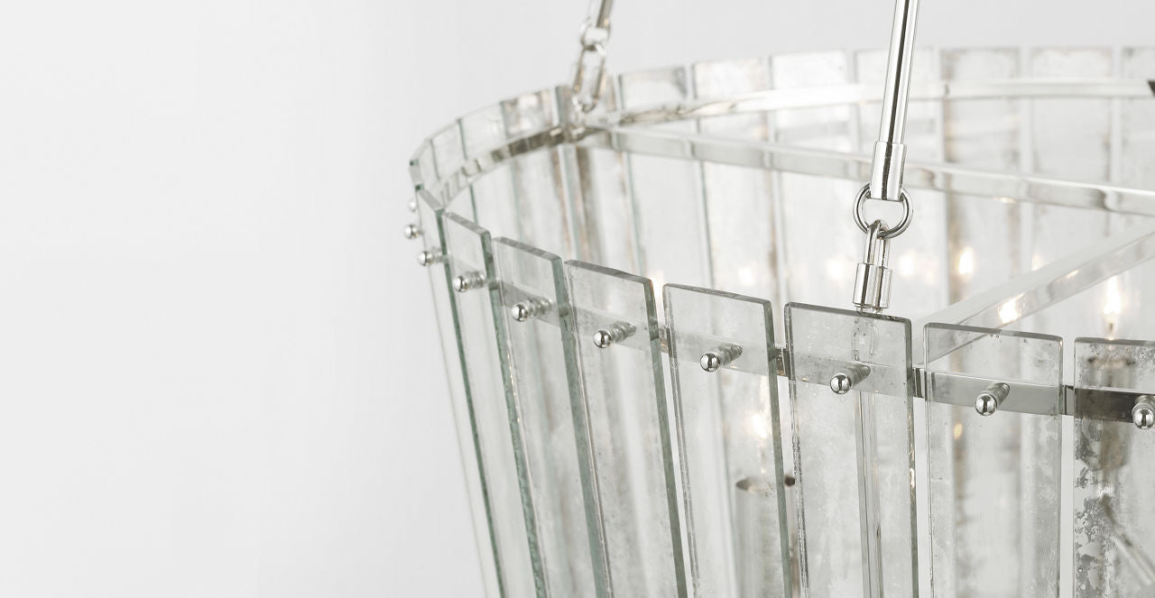 Cadence Large Waterfall Chandelier | Polished Nickel | Antique Mirror