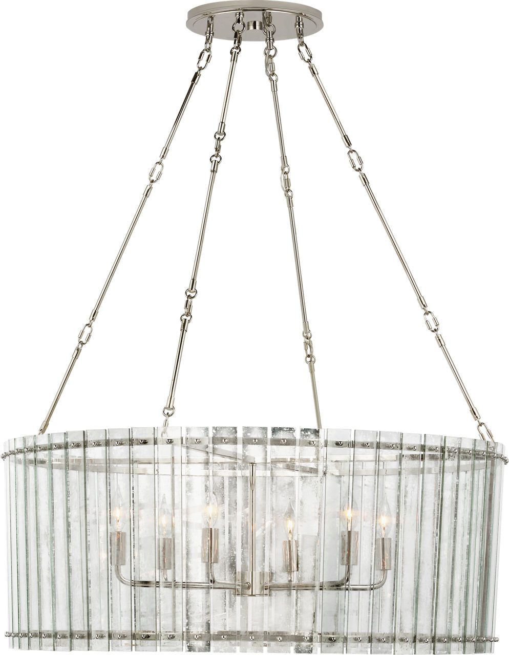 Cadence Large Chandelier | Polished Nickel | Antique Mirror