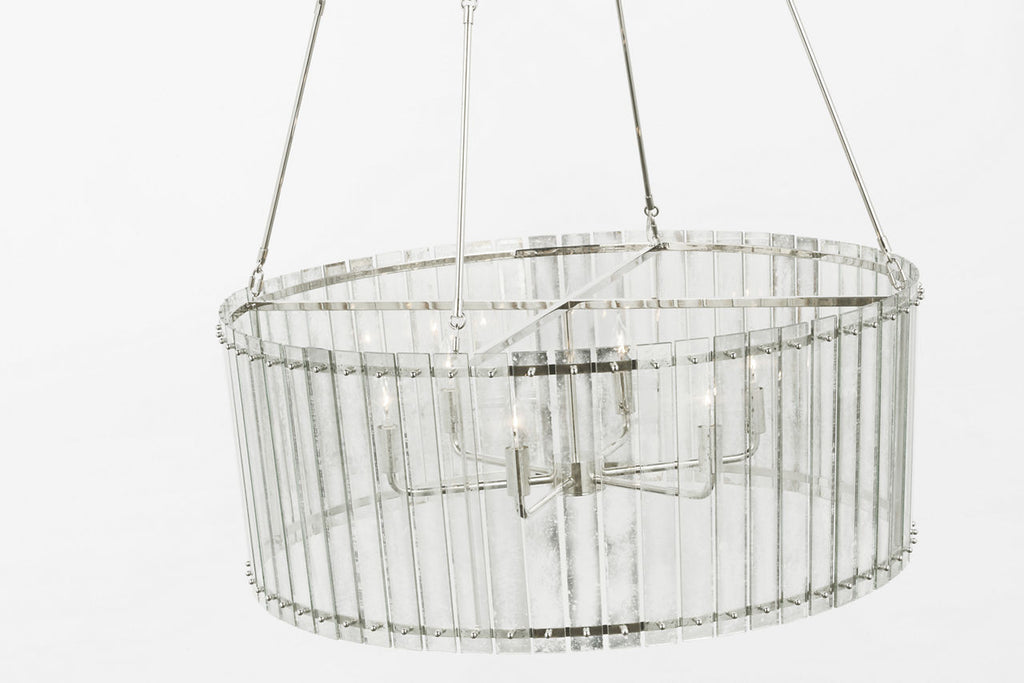 Cadence Large Chandelier | Polished Nickel | Antique Mirror