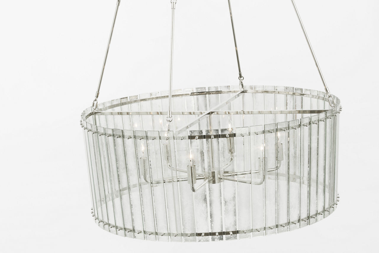 Cadence Large Chandelier | Polished Nickel | Antique Mirror