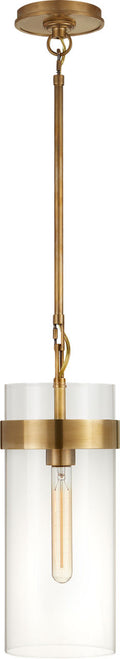 Presidio Small Pendant | Hand-Rubbed Antique Brass | Clear Glass