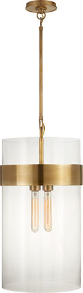 Presidio Medium Pendant | Hand-Rubbed Antique Brass | Clear Glass