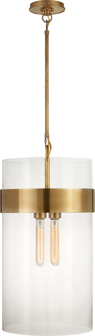 Presidio Medium Pendant | Hand-Rubbed Antique Brass | Clear Glass