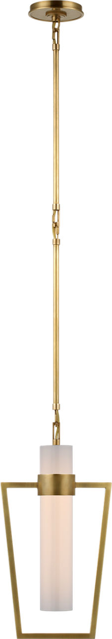 Presidio Petite Caged Pendant | Hand-Rubbed Antique Brass | White Glass