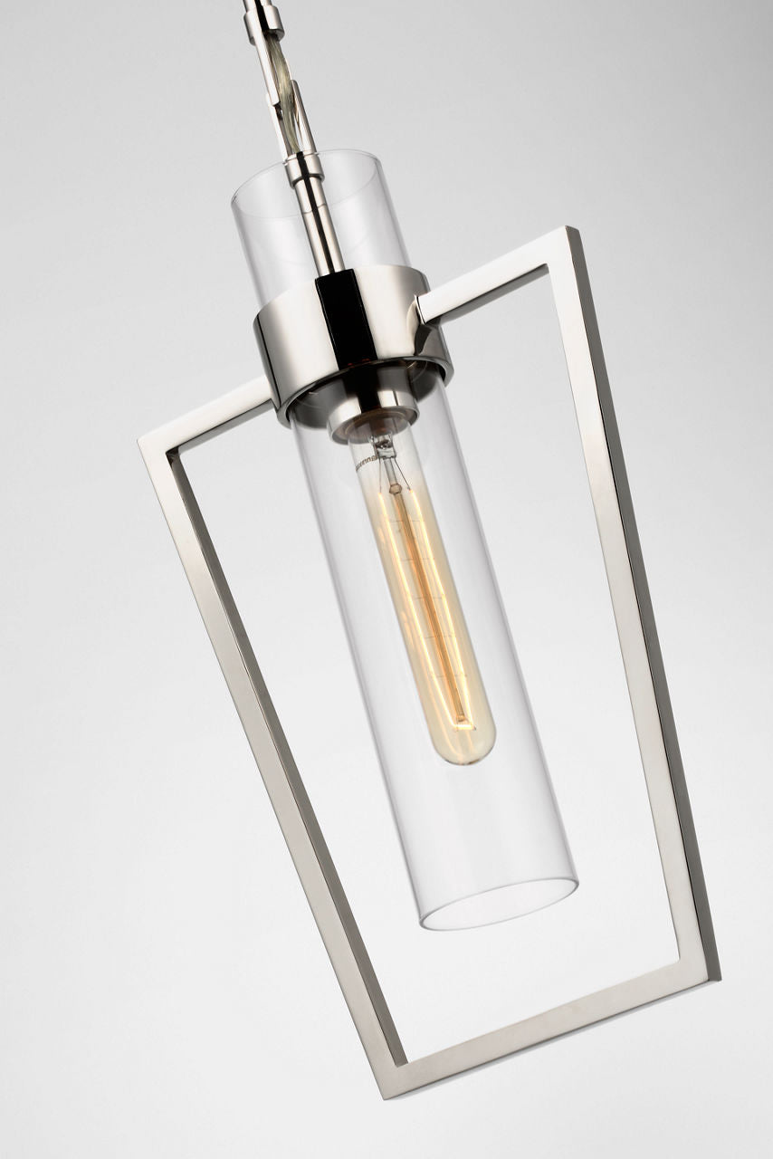 Presidio Petite Caged Pendant | Polished Nickel | Clear Glass