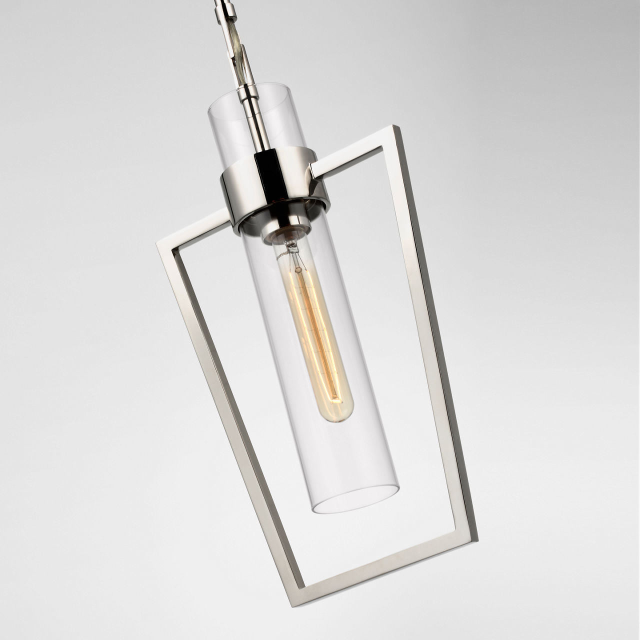 Presidio Petite Caged Pendant | Polished Nickel | Clear Glass