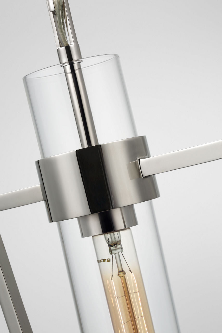 Presidio Petite Caged Pendant | Polished Nickel | Clear Glass