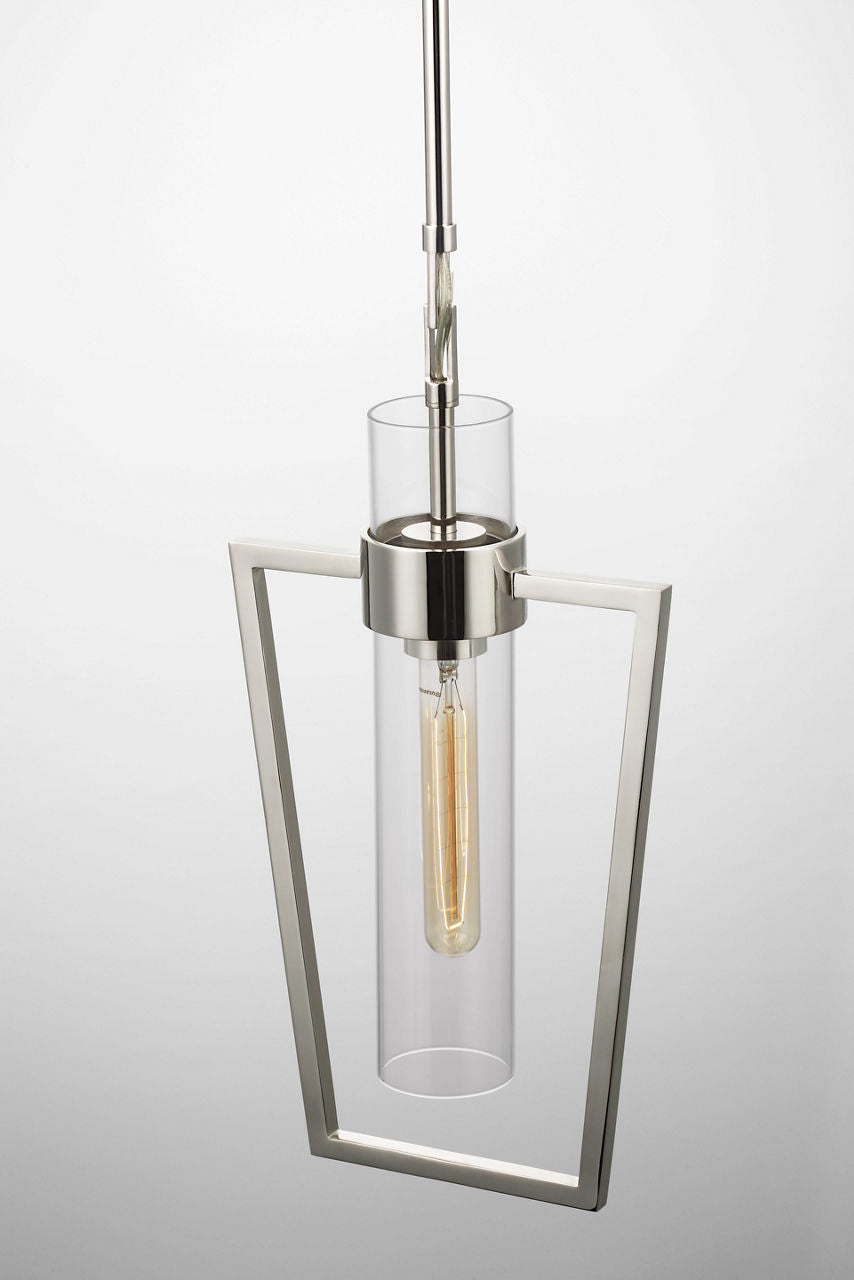 Presidio Petite Caged Pendant | Polished Nickel | Clear Glass
