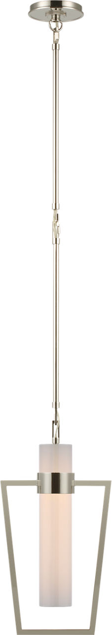 Presidio Petite Caged Pendant | Polished Nickel | White Glass