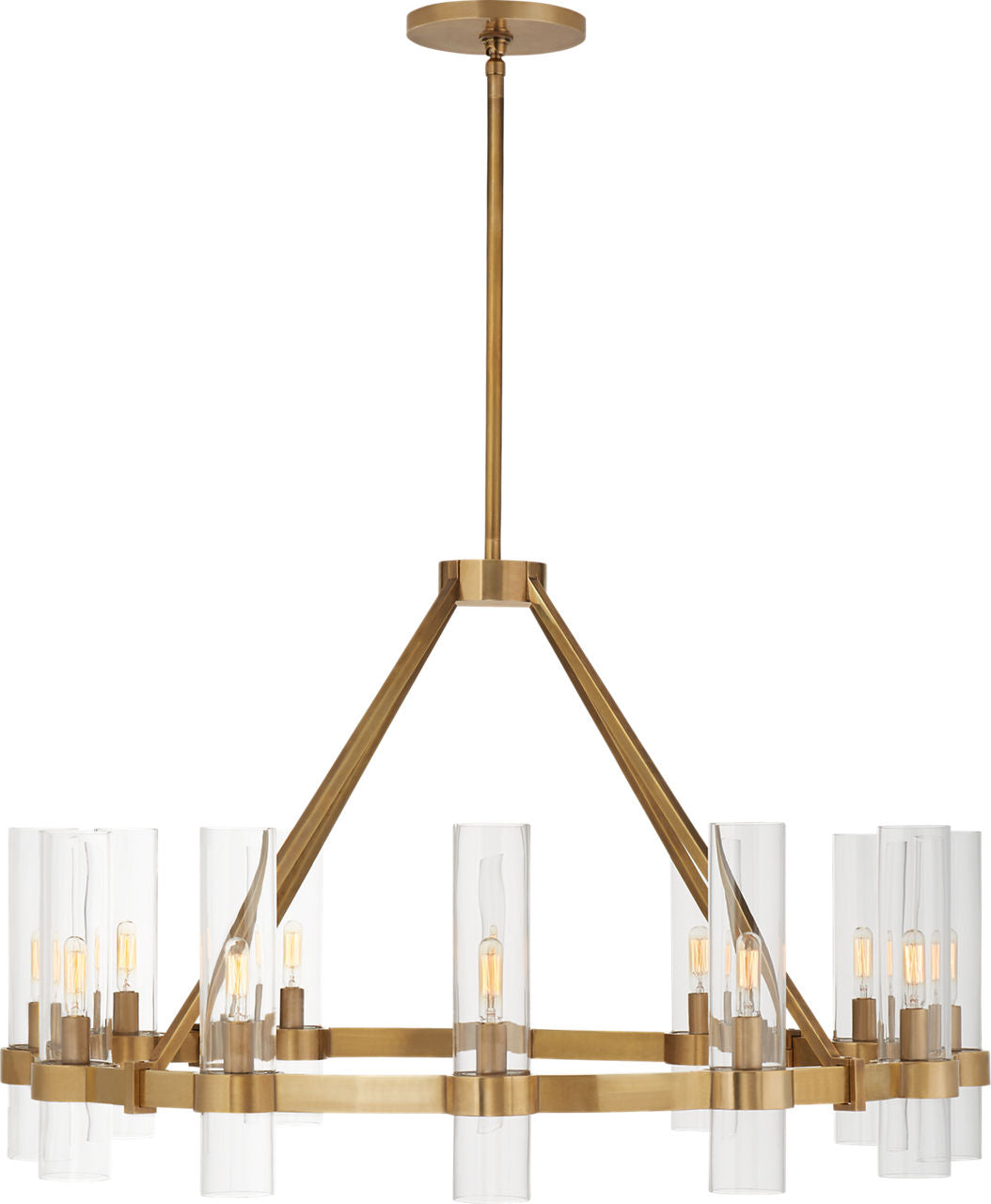 Presidio Medium Chandelier | Hand-Rubbed Antique Brass | Clear Glass