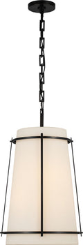 Callaway Medium Hanging Shade | Bronze | Linen Shade and Frosted Acrylic Diffuser