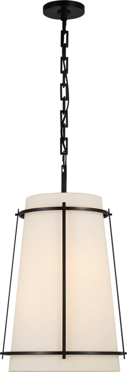 Callaway Medium Hanging Shade | Bronze | Linen Shade and Frosted Acrylic Diffuser