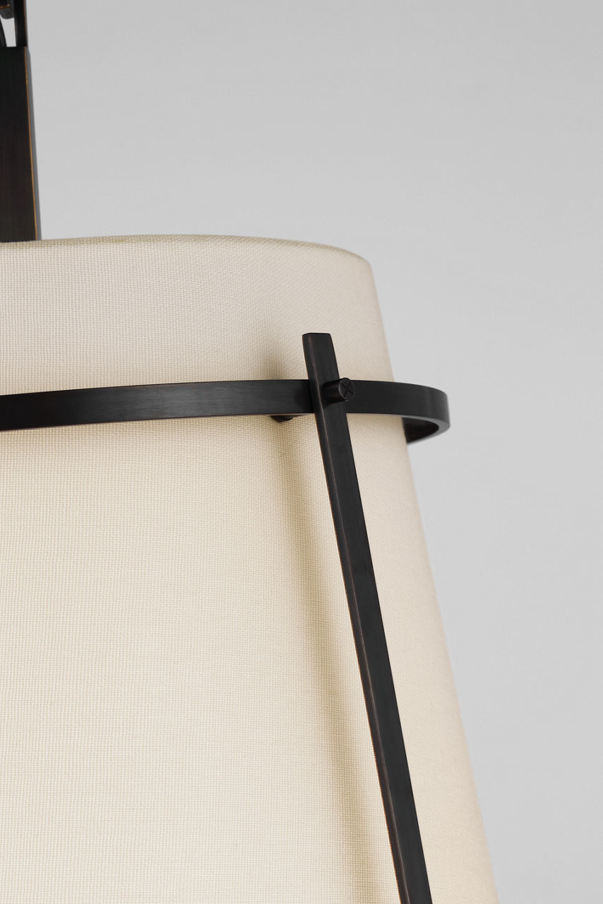Callaway Medium Hanging Shade | Bronze | Linen Shade and Frosted Acrylic Diffuser