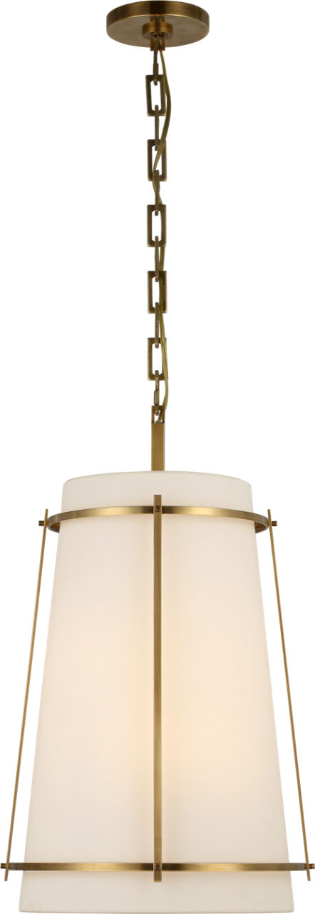 Callaway Medium Hanging Shade | Hand-Rubbed Antique Brass | Linen Shade and Frosted Acrylic Diffuser
