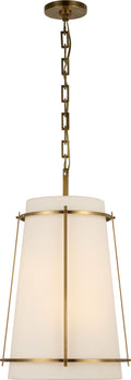 Callaway Medium Hanging Shade | Hand-Rubbed Antique Brass | Linen Shade and Frosted Acrylic Diffuser