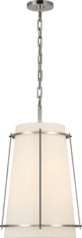 Callaway Medium Hanging Shade | Polished Nickel | Linen Shade and Frosted Acrylic Diffuser