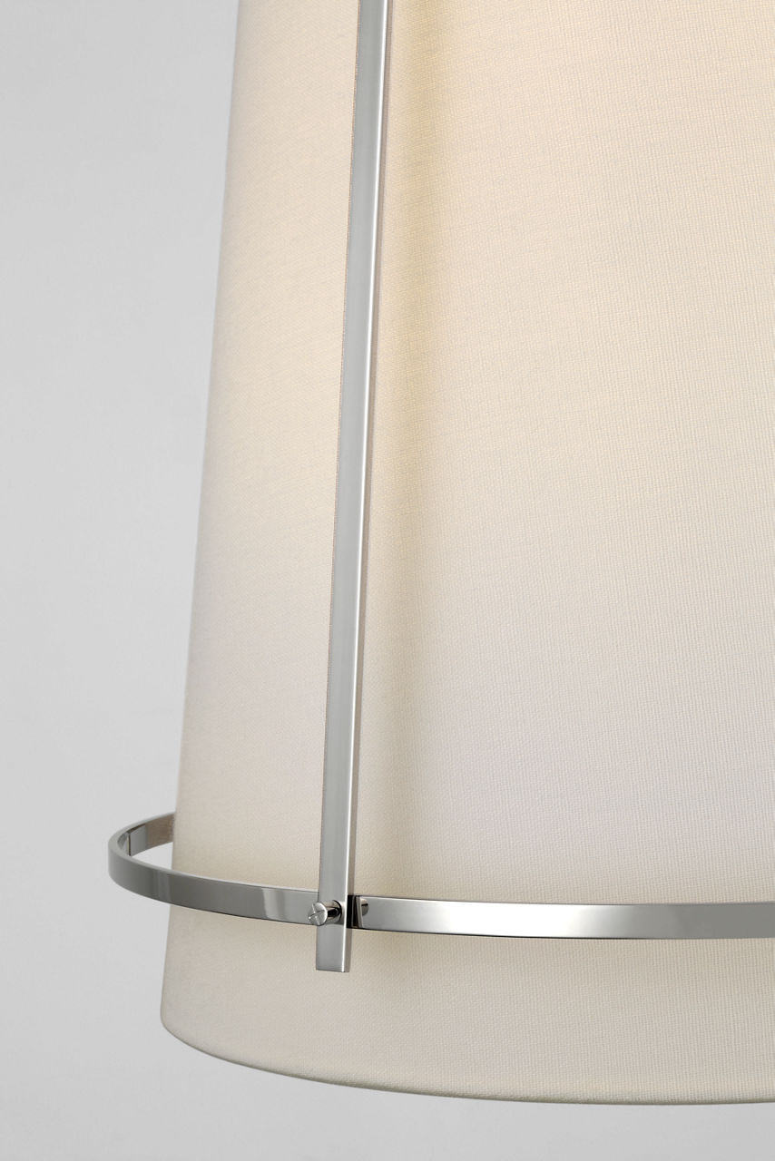 Callaway Medium Hanging Shade | Polished Nickel | Linen Shade and Frosted Acrylic Diffuser