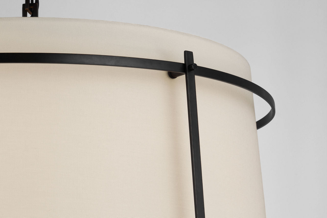 Callaway Large Hanging Shade | Bronze | Linen Shade and Frosted Acrylic Diffuser