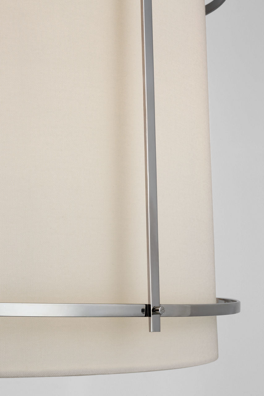 Callaway Large Hanging Shade | Polished Nickel | Linen Shade and Frosted Acrylic Diffuser