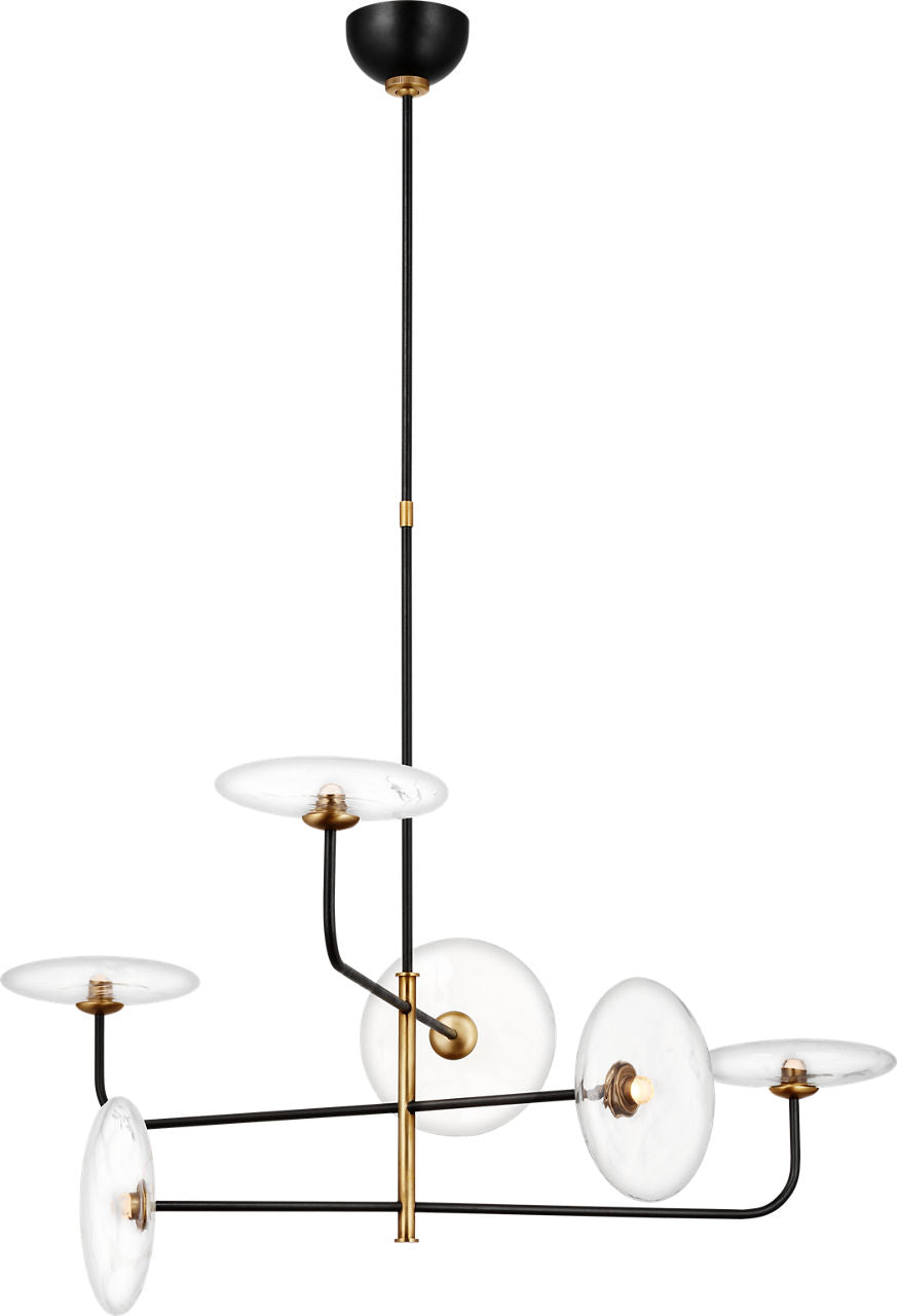 Calvino Large Arched Chandelier | Aged Iron and Hand-Rubbed Antique Brass | Clear Glass