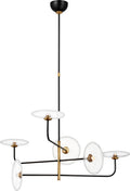 Calvino Large Arched Chandelier | Aged Iron and Hand-Rubbed Antique Brass | Clear Glass