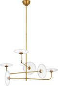 Calvino Large Arched Chandelier | Hand-Rubbed Antique Brass | Clear Glass