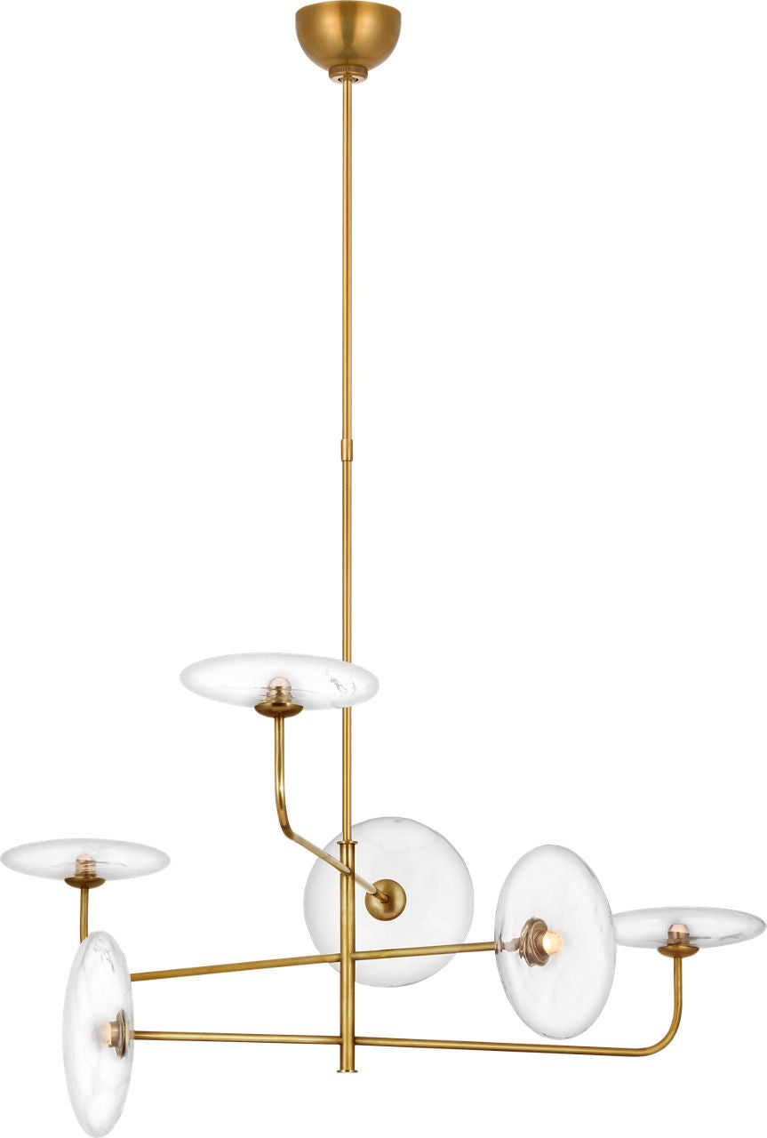 Calvino Large Arched Chandelier | Hand-Rubbed Antique Brass | Clear Glass