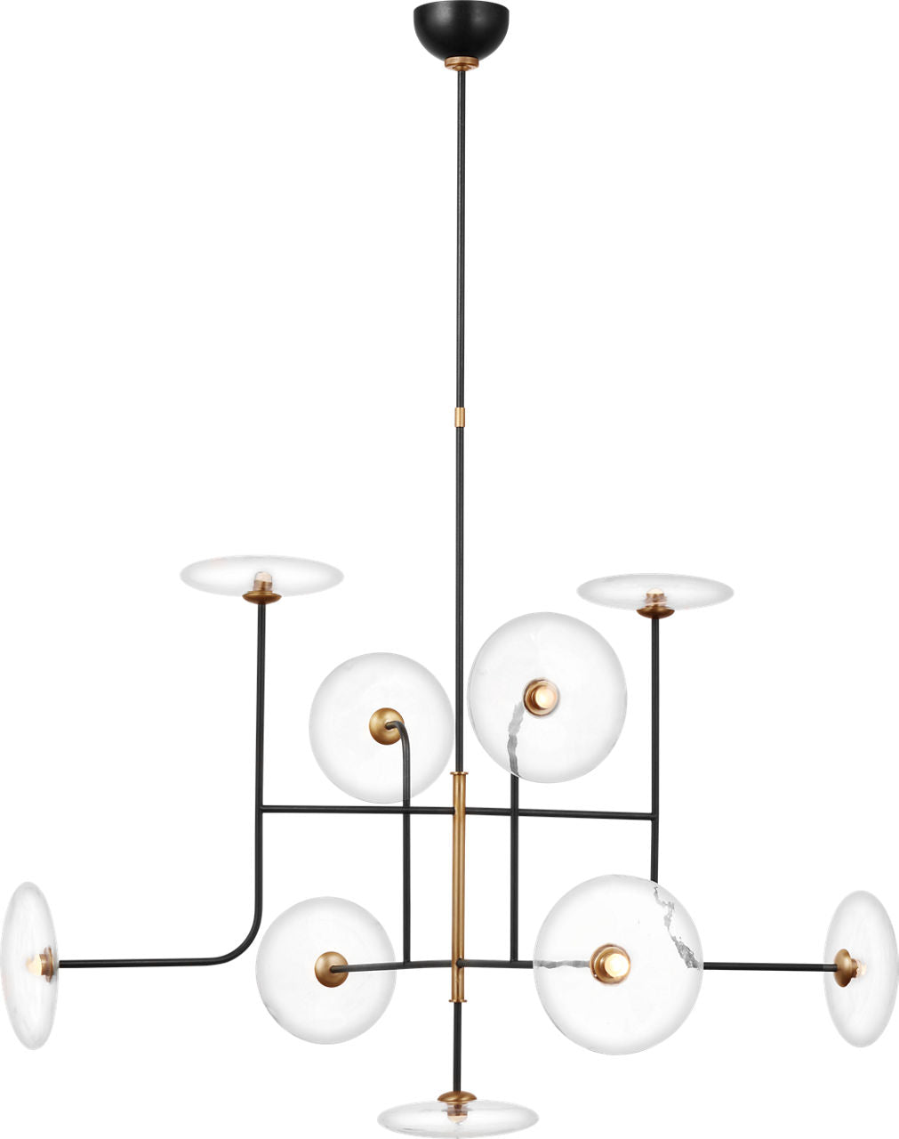 Calvino X-Large Arched Chandelier | Aged Iron and Hand-Rubbed Antique Brass | Clear Glass