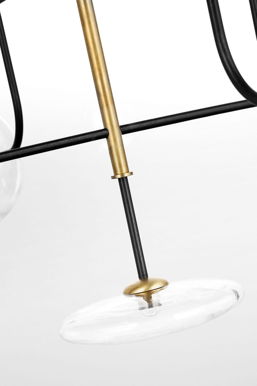 Calvino X-Large Arched Chandelier | Aged Iron and Hand-Rubbed Antique Brass | Clear Glass