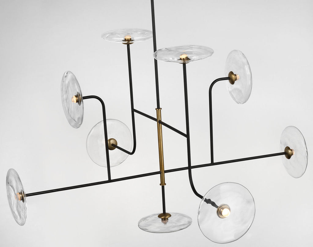 Calvino X-Large Arched Chandelier | Aged Iron and Hand-Rubbed Antique Brass | Clear Glass