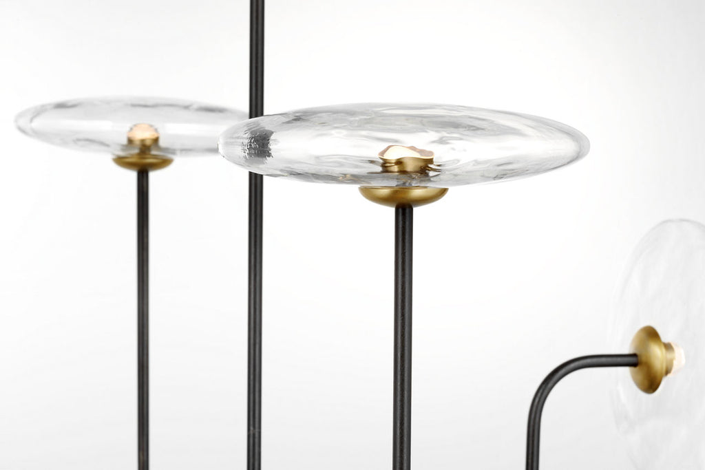 Calvino X-Large Arched Chandelier | Aged Iron and Hand-Rubbed Antique Brass | Clear Glass