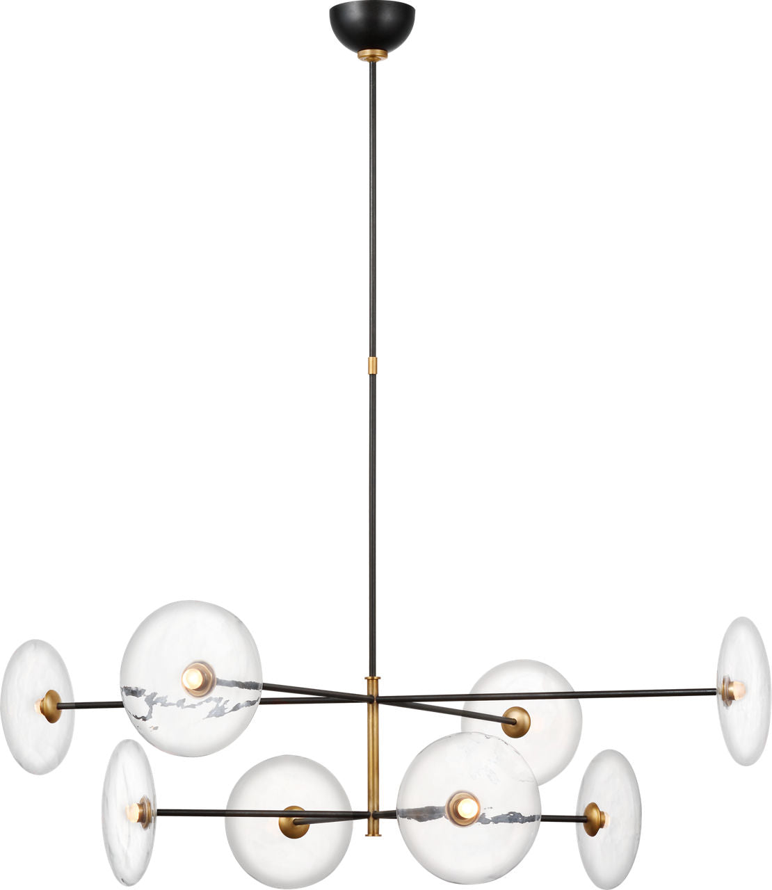Calvino X-Large Radial Chandelier | Aged Iron and Hand-Rubbed Antique Brass | Clear Glass