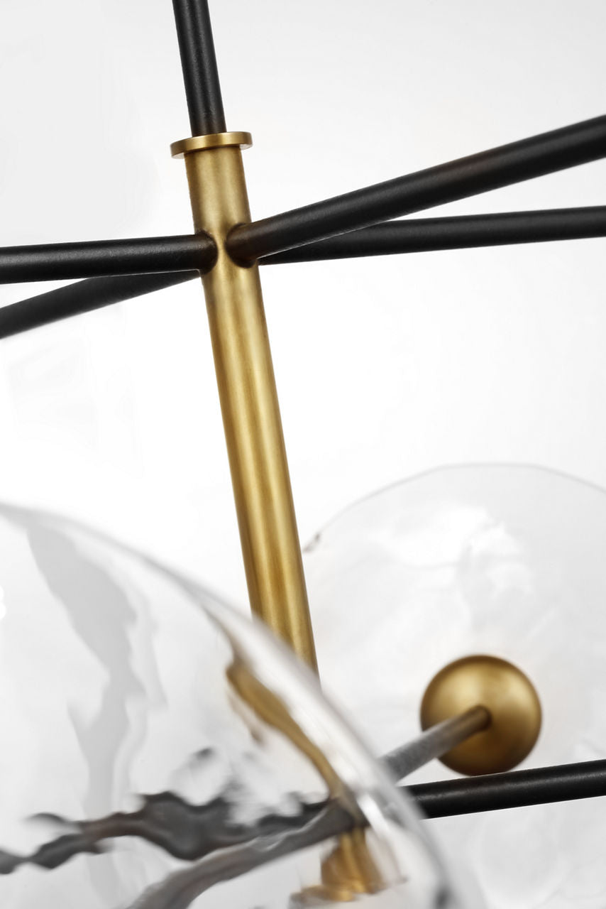 Calvino X-Large Radial Chandelier | Aged Iron and Hand-Rubbed Antique Brass | Clear Glass