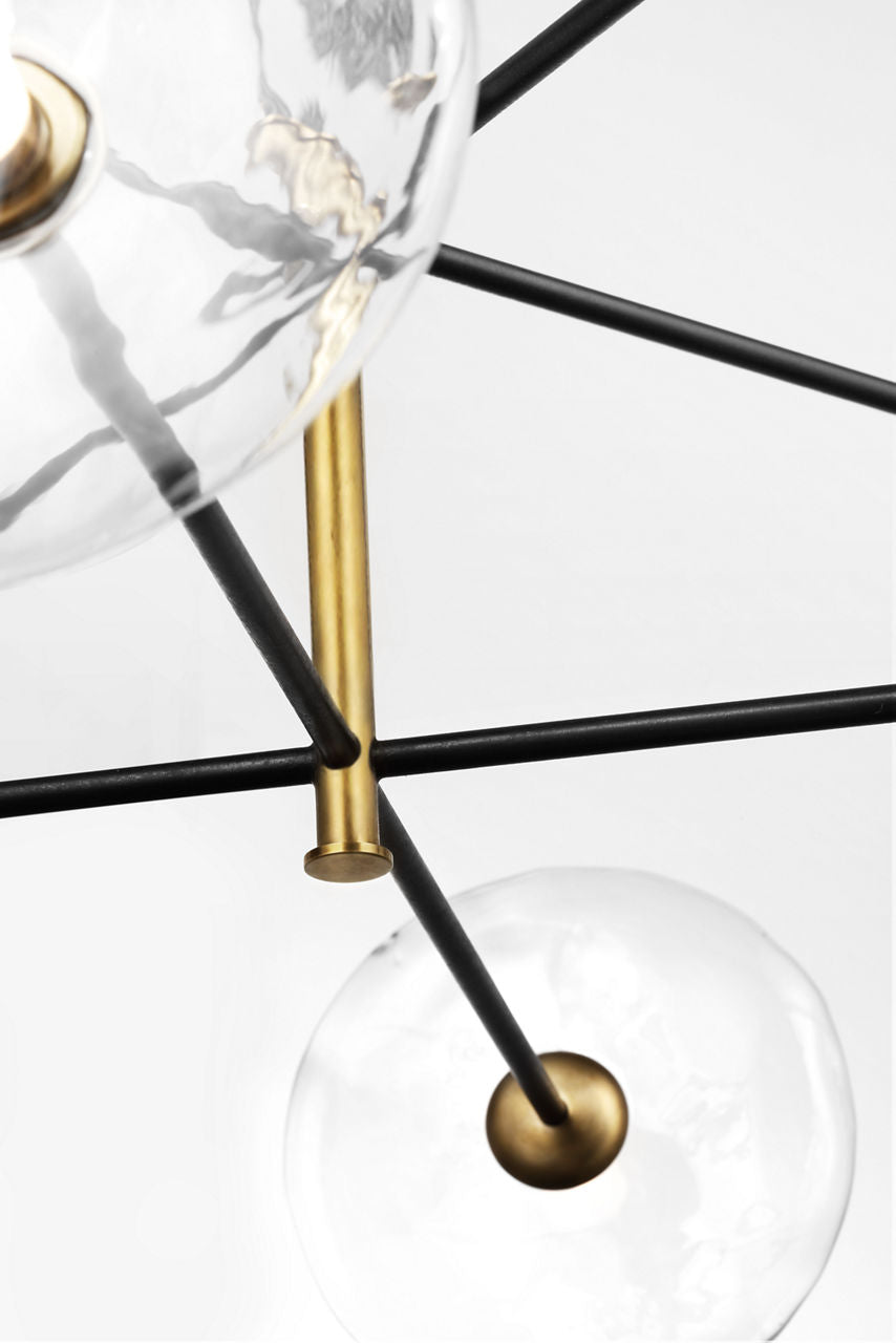Calvino X-Large Radial Chandelier | Aged Iron and Hand-Rubbed Antique Brass | Clear Glass