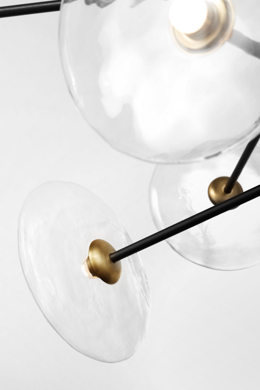 Calvino X-Large Radial Chandelier | Aged Iron and Hand-Rubbed Antique Brass | Clear Glass